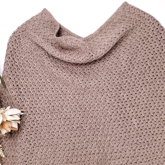 J. JILL Brown Cotton Wool Blend Knit Poncho Wrap Onesize - Picture 5 of 13
